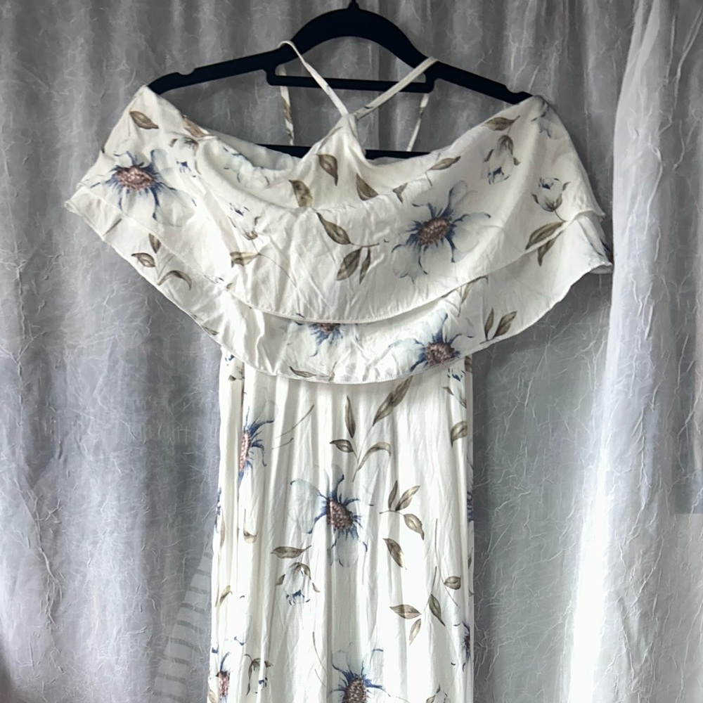 Zeagoo White and Brown Floral Dress